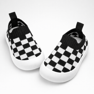 Checkered Knit Baby Slip-On Sneakers