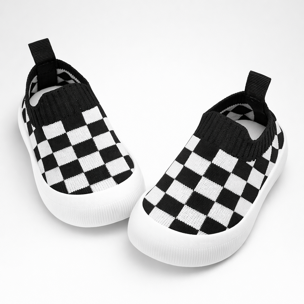 Checkered Knit Baby Slip-On Sneakers