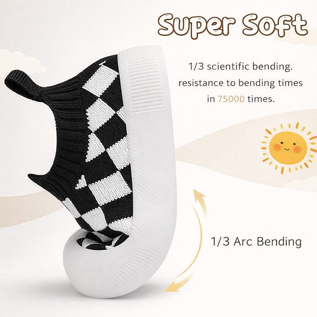 Checkered Knit Baby Slip-On Sneakers - Image 2