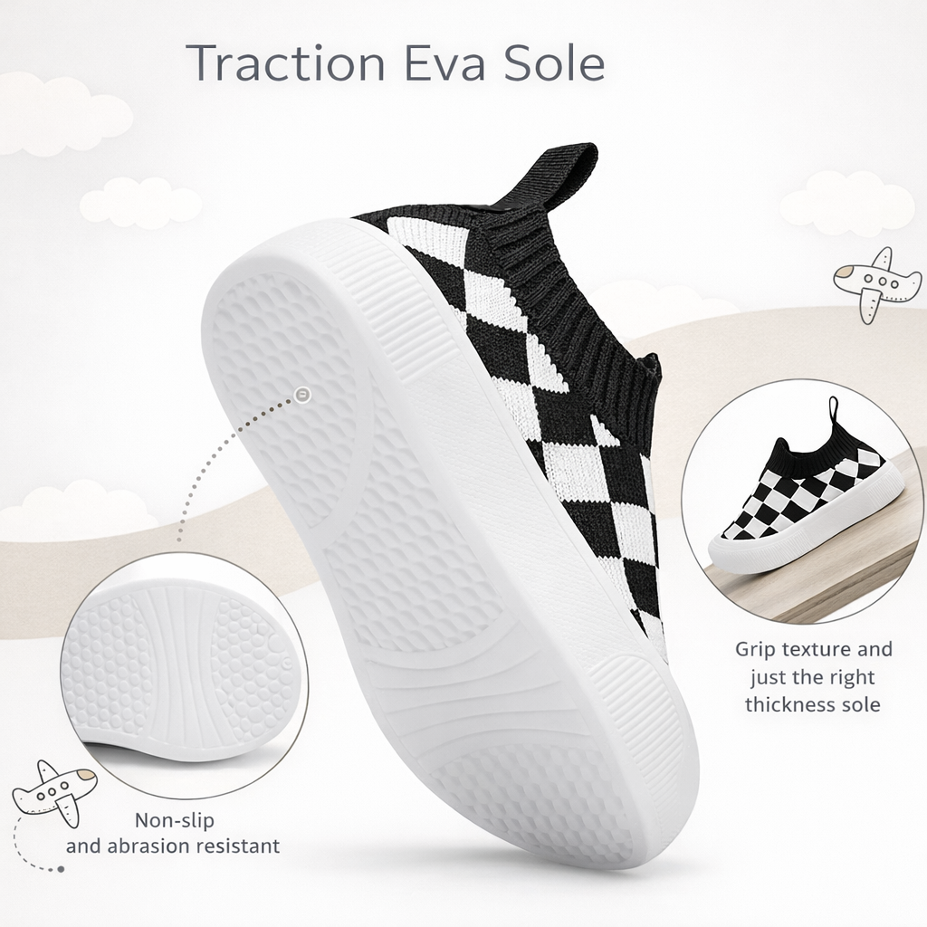 Checkered Knit Baby Slip-On Sneakers - Image 3