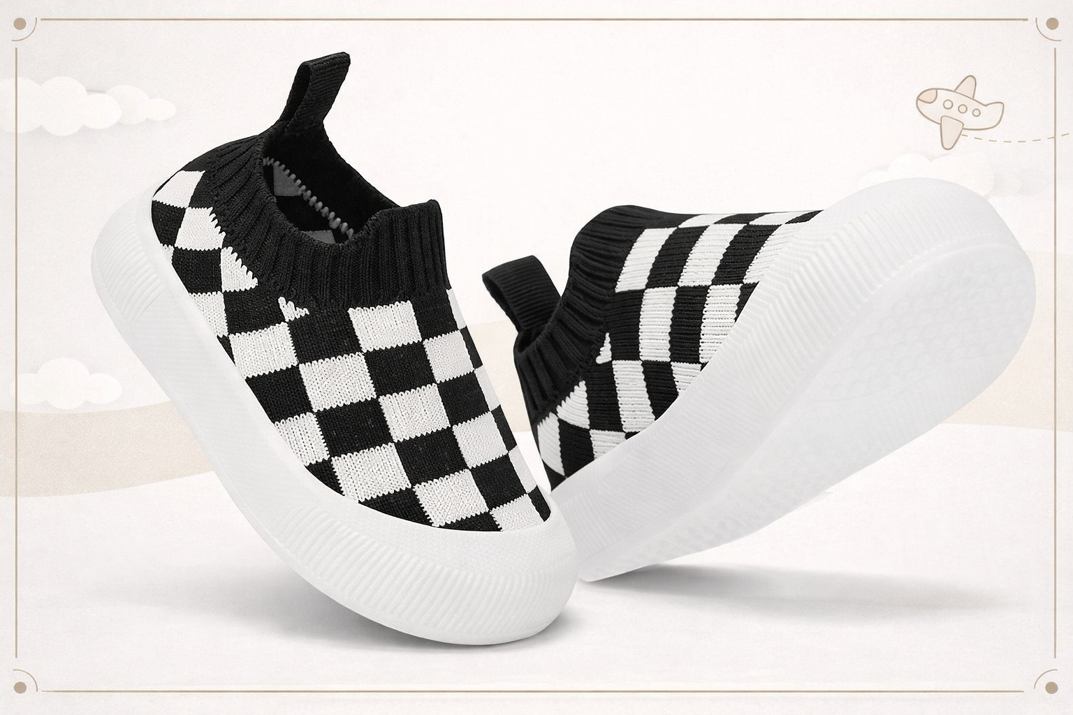 Checkered Knit Baby Slip-On Sneakers - Image 4