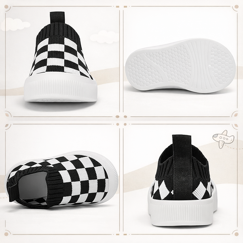 Checkered Knit Baby Slip-On Sneakers - Image 5